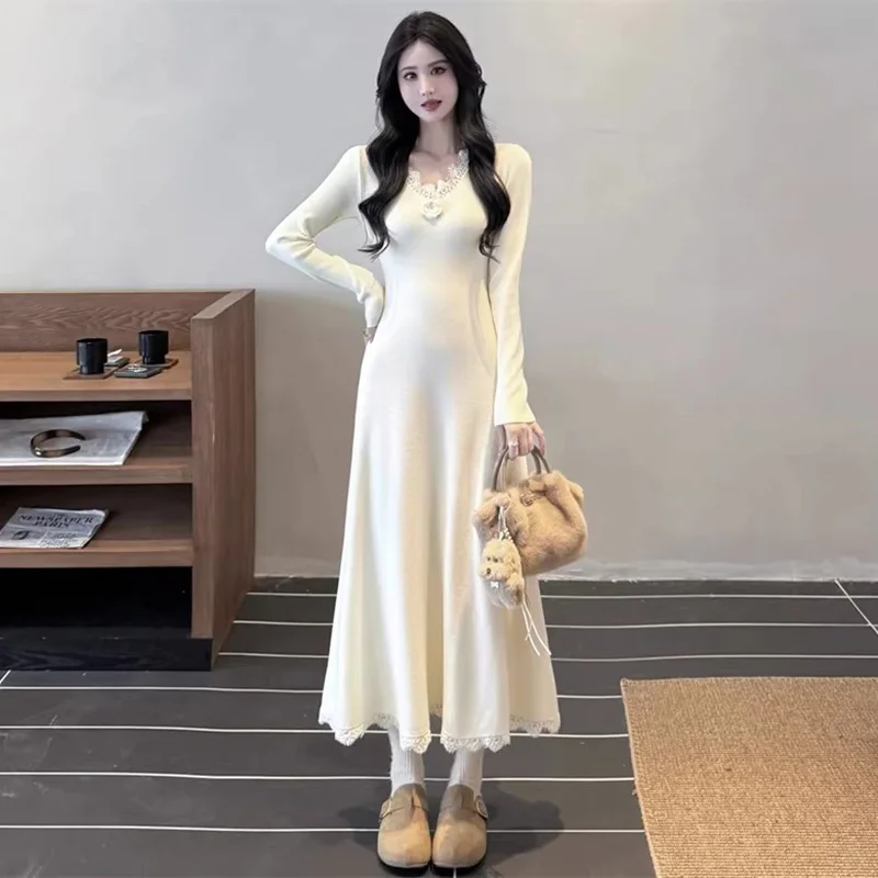 Новое женское простое элегантное платье-свитер, осенне-зимнее модное базовое трикотажное платье с v-образным вырезом и длинным рукавом с тонкой талией
Новое женское простое элегантное платье-свитер, осенне-зимнее модное базовое трикотажное платье с v-образным вырезом и длинным рукавом с тонкой талией