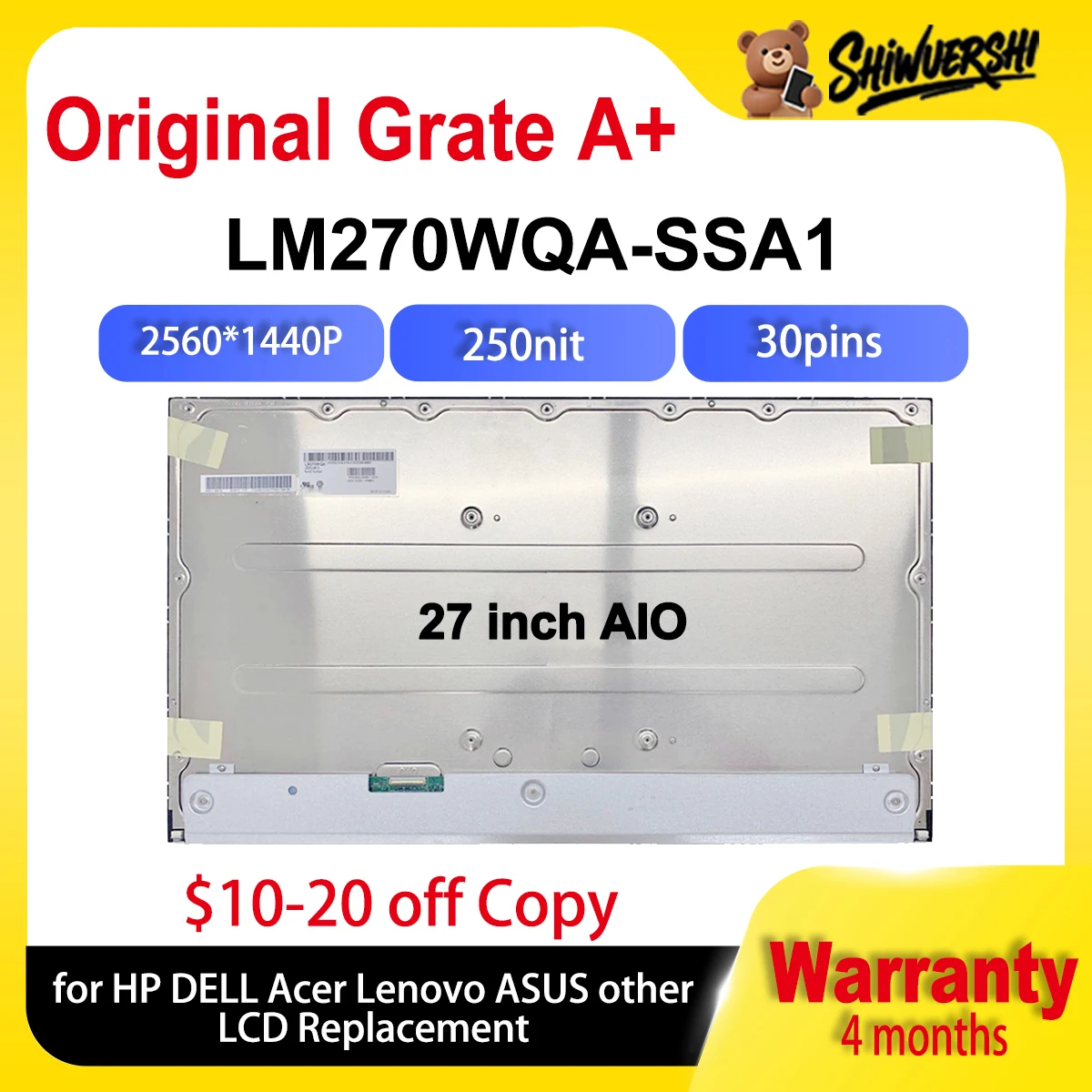Original new IPS screen LM270WQA-SSA1 LM270WQA SSA1 LM270WQA (SS)(A1) 165HZ For LG 27GL850/AG273QXP/275M1RZ monitor
Original new IPS screen LM270WQA-SSA1 LM270WQA SSA1 LM270WQA (SS)(A1) 165HZ For LG 27GL850/AG273QXP/275M1RZ monitor