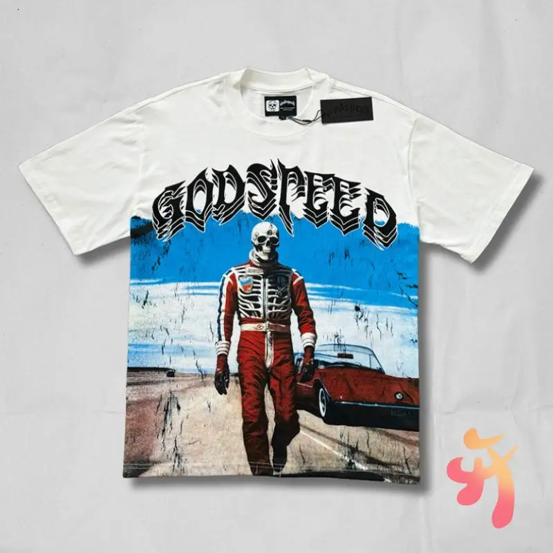 25ss новые летние высококачественные реальные фотографии футболки Godspeed Rock уличный гоночный костюм в стиле ретро череп скелет мужские топы с короткими рукавами
25ss новые летние высококачественные реальные фотографии футболки Godspeed Rock уличный гоночный костюм в стиле ретро череп скелет мужские топы с короткими рукавами