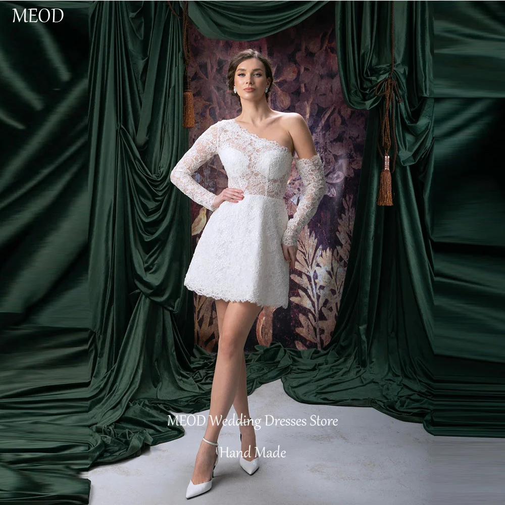 MEOD Lace Fashion Wedding Dresses Bride One Shoulder Short Scalloped Vintage Prom Gowns Mini Long Sleeves Vestidos Customized
MEOD Lace Fashion Wedding Dresses Bride One Shoulder Short Scalloped Vintage Prom Gowns Mini Long Sleeves Vestidos Customized