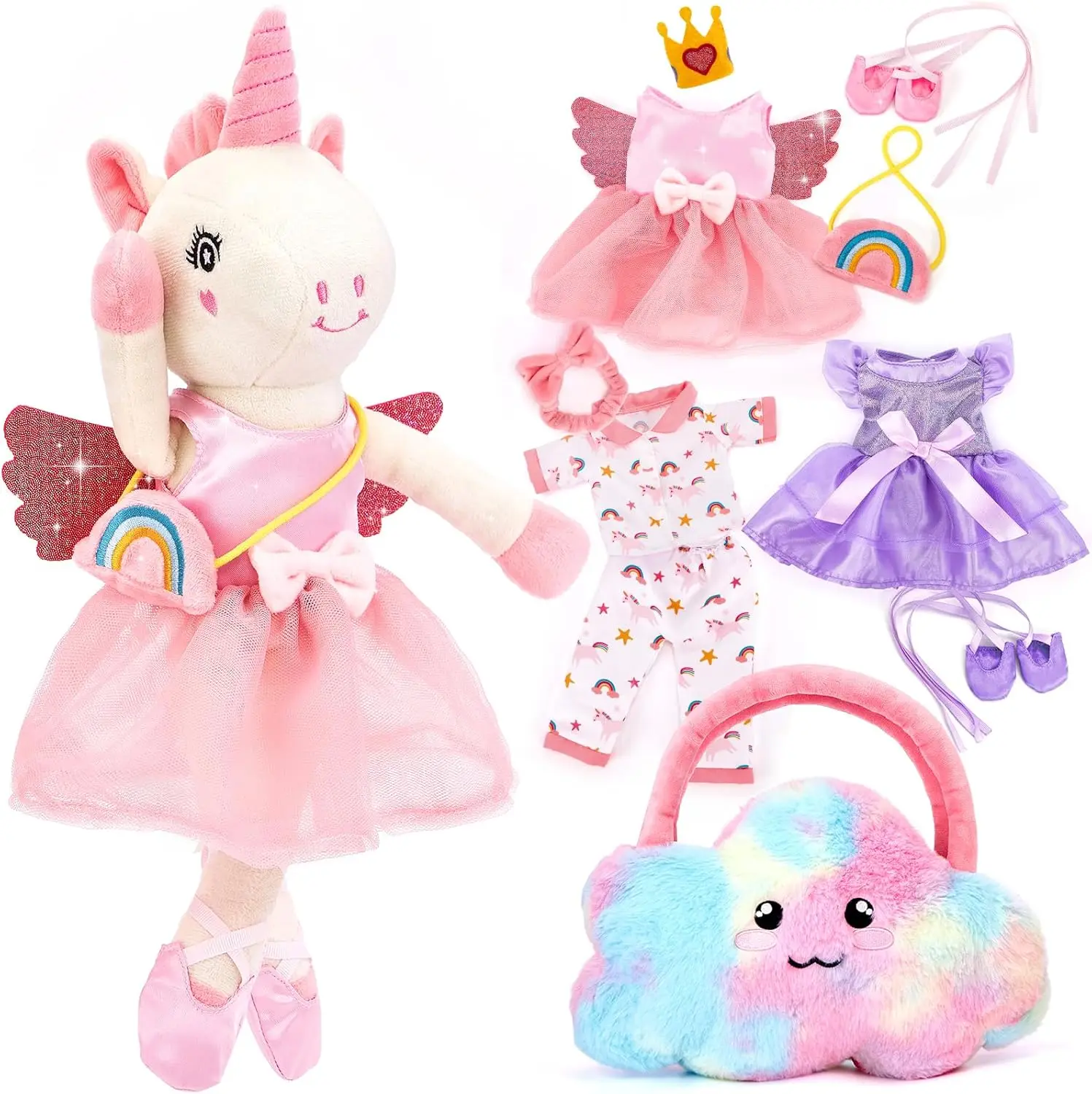 Ballerina Doll Stuffed Animal with 3 Outfits & Plush Bag, Unicorn Toys for Girls Age 4-6, Birthday Gifts Easter Basket Stuffers
Ballerina Doll Stuffed Animal with 3 Outfits & Plush Bag, Unicorn Toys for Girls Age 4-6, Birthday Gifts Easter Basket Stuffers