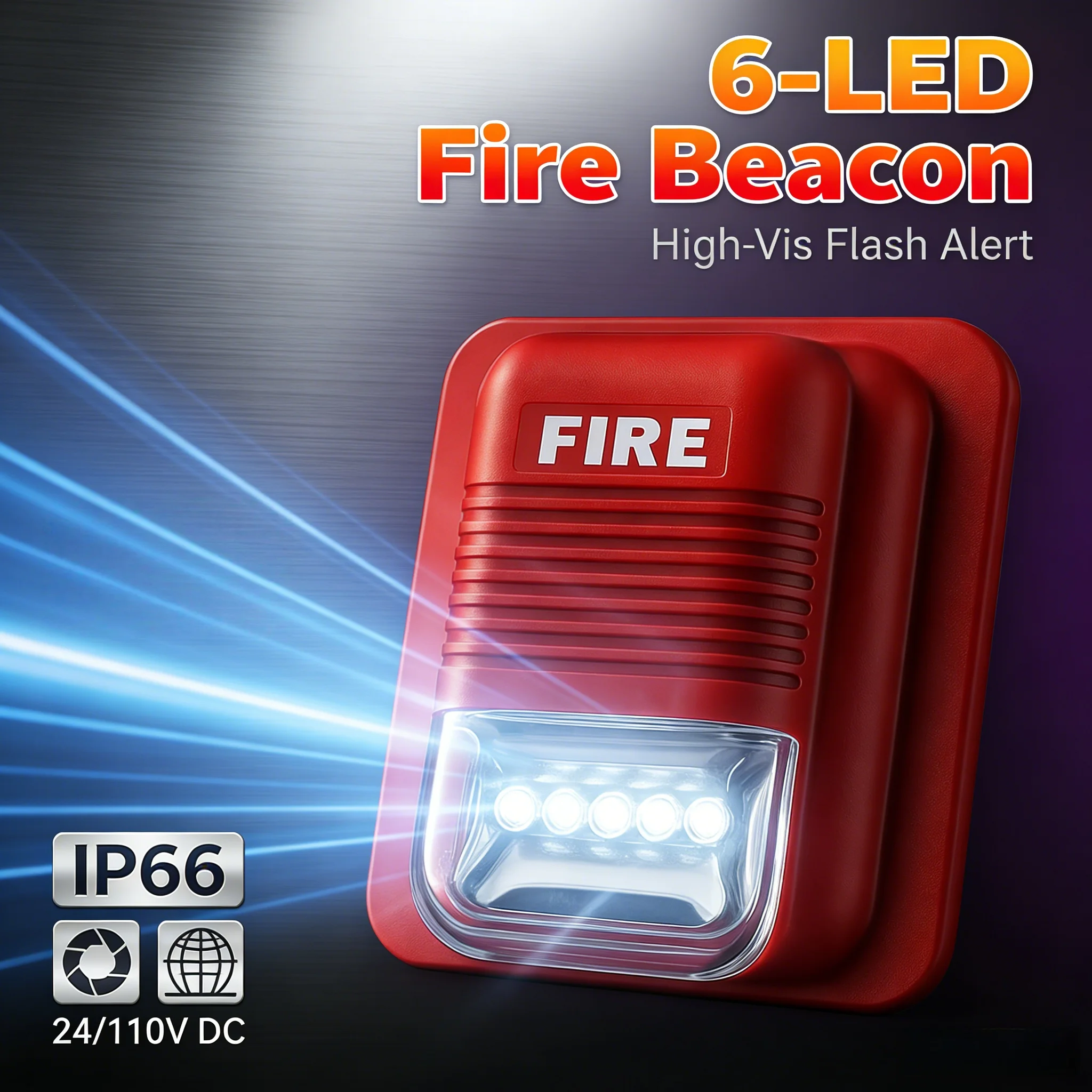 6 LED 120° Diffusion Lens Fire LED Strobe Alarm ≤75mA Low Power 3 Tone Selectable For CCTV Fire System
6 LED 120° Diffusion Lens Fire LED Strobe Alarm ≤75mA Low Power 3 Tone Selectable For CCTV Fire System