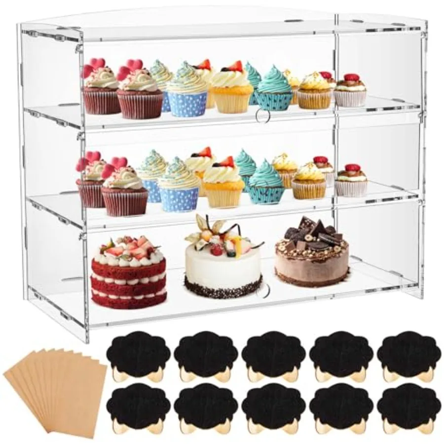 3 Tier Bakery Pastry Display Case, Clear Acrylic Display Case, Commercial Countertop Cabinet with Chalkboard and Brown Paper fo
3 Tier Bakery Pastry Display Case, Clear Acrylic Display Case, Commercial Countertop Cabinet with Chalkboard and Brown Paper fo