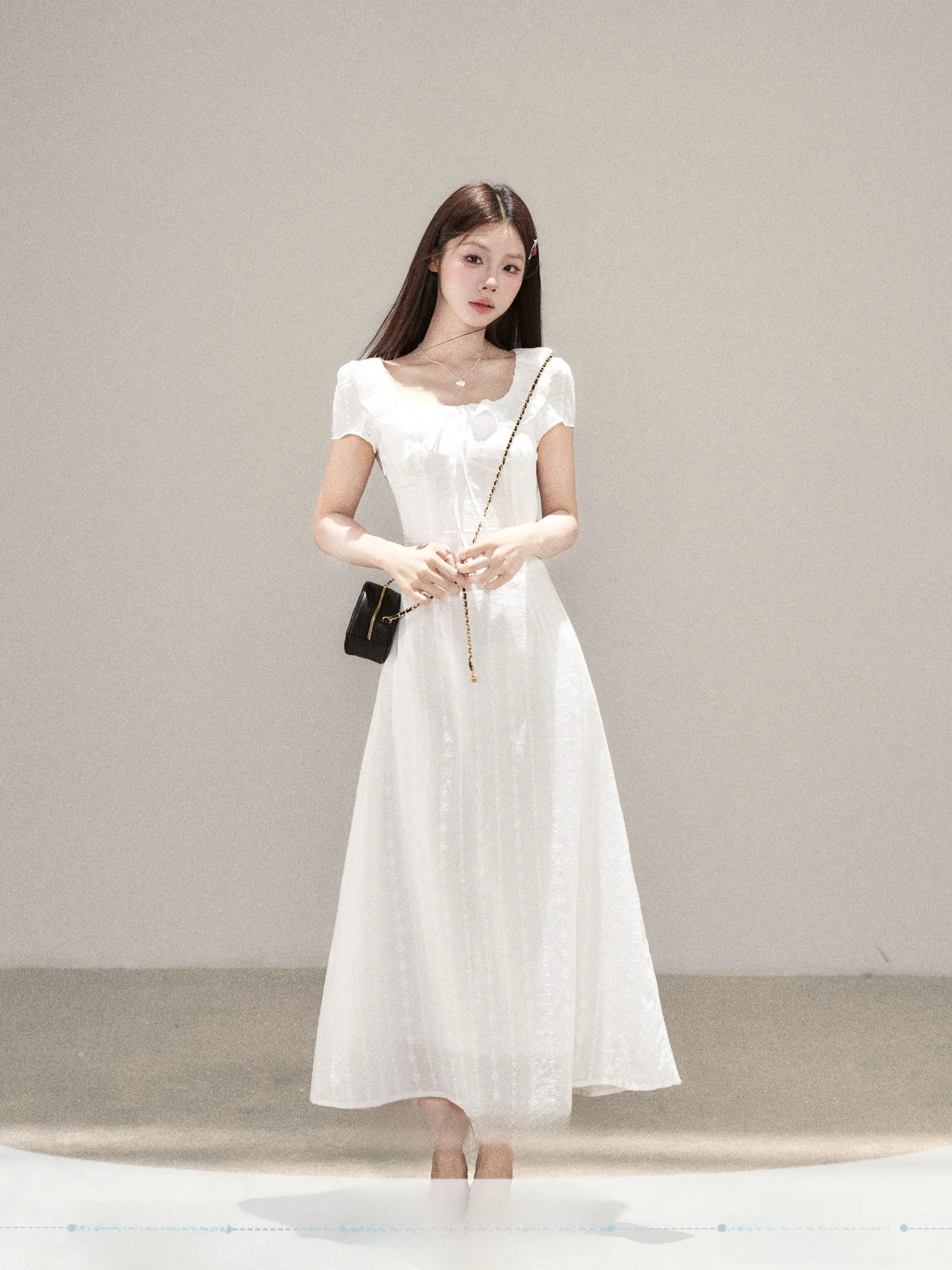 Milk White Bubble Sleeve Long Dress Women's Korean Style Commute Wind A-Line Skirt Short Sleeve High Waist Summer New Arrival
Milk White Bubble Sleeve Long Dress Women's Korean Style Commute Wind A-Line Skirt Short Sleeve High Waist Summer New Arrival