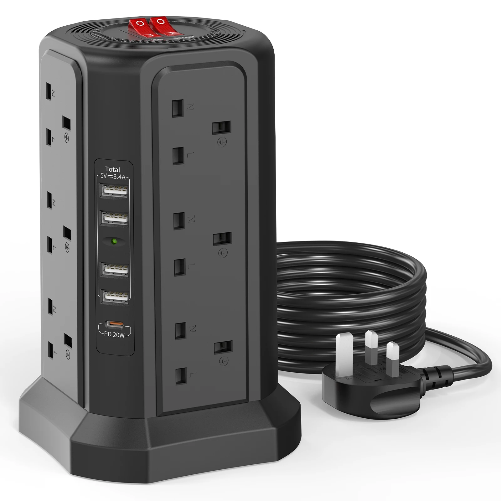 Многофункциональная розетка из Великобритании с портом быстрой зарядки PD20W, максимальная мощность 3250 Вт, подходит для домашнего и офисного использования.
Многофункциональная розетка из Великобритании с портом быстрой зарядки PD20W, максимальная мощность 3250 Вт, подходит для домашнего и офисного использования.