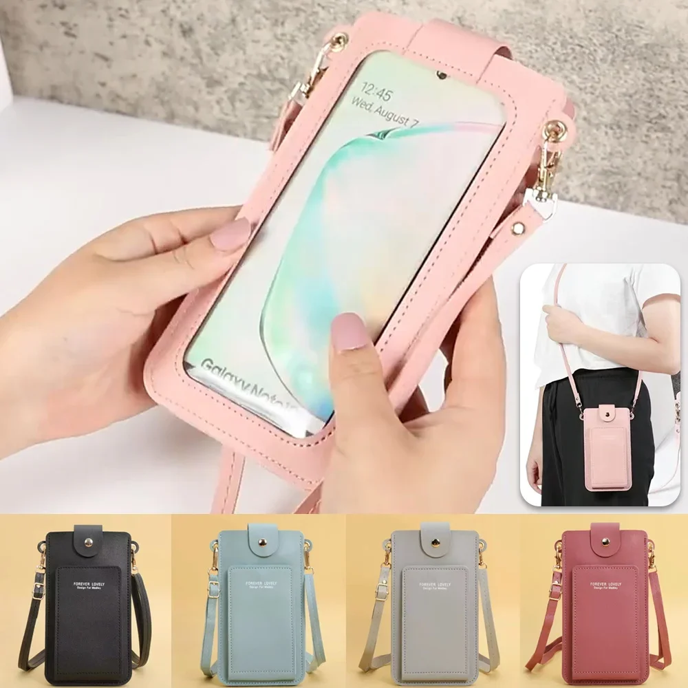 Women Leather Messenger Mobile Phone Bag Transparent Touch Screen Cell Universal Model Mini Shoulder Bags for Apple/Huawei Cover
Women Leather Messenger Mobile Phone Bag Transparent Touch Screen Cell Universal Model Mini Shoulder Bags for Apple/Huawei Cover