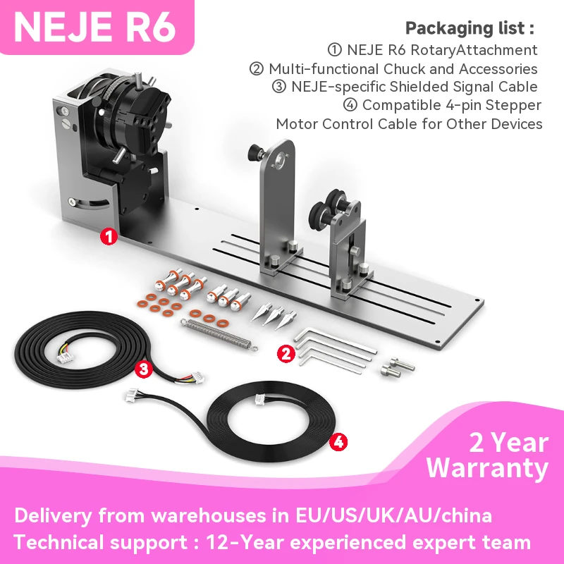 NEJE Rotary Roller Attachment - R6-9 in 1 A-axis Chuck, Compatible with NEJE Laser Engraving Machine for Engraving Cups/Rings/Ba
NEJE Rotary Roller Attachment - R6-9 in 1 A-axis Chuck, Compatible with NEJE Laser Engraving Machine for Engraving Cups/Rings/Ba
