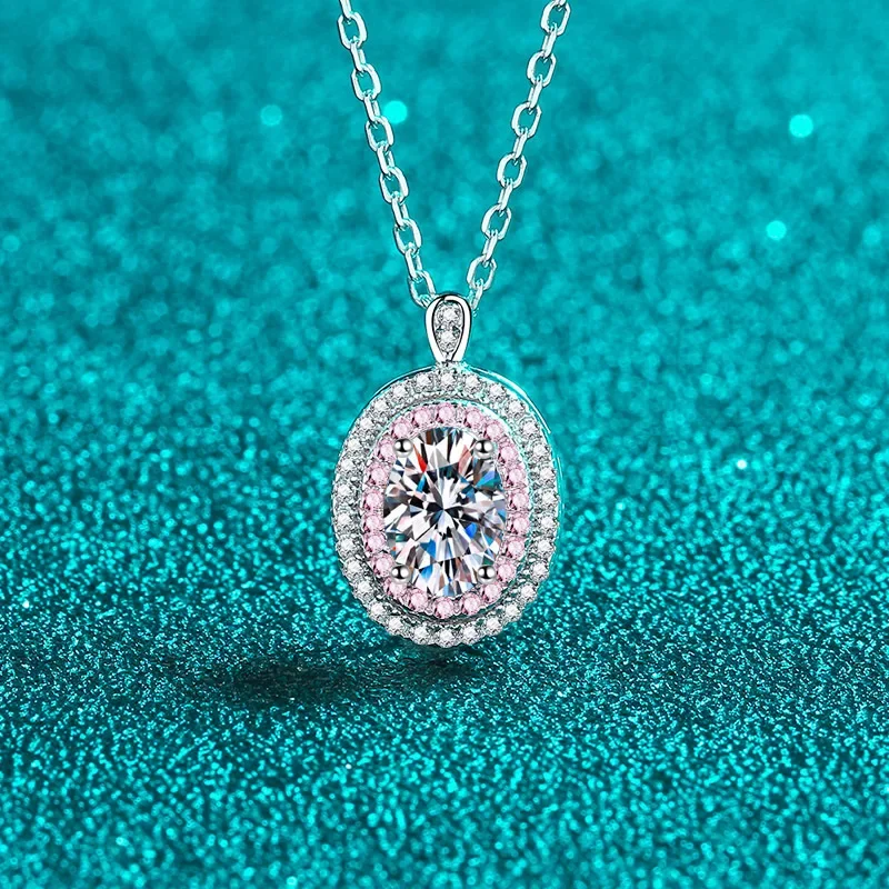 1CT Oval Moissanite Necklace for Women White Pink Color Zircon 925 Sterling Silver Pendant Necklace Fine Jewelry Gift
1CT Oval Moissanite Necklace for Women White Pink Color Zircon 925 Sterling Silver Pendant Necklace Fine Jewelry Gift