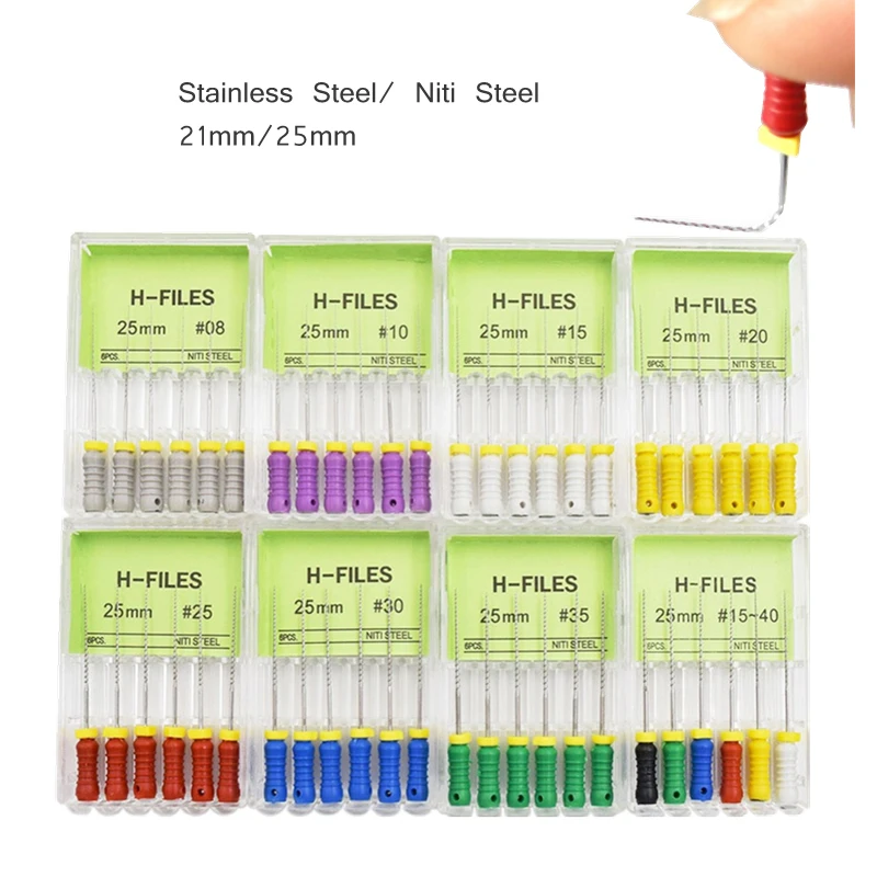 6PCS/Box Dental H+ Files 25mm Endodontic Endo Root Canal Unclogging Files #6 #8 #10 Hand Use Stainless Steel Dental Tools
6PCS/Box Dental H+ Files 25mm Endodontic Endo Root Canal Unclogging Files #6 #8 #10 Hand Use Stainless Steel Dental Tools