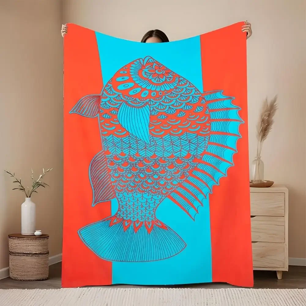 Ethnic Fish Pattern Flannel Blanket AllSeason Print Throw for Sofa Office Living Room and Travel
Ethnic Fish Pattern Flannel Blanket AllSeason Print Throw for Sofa Office Living Room and Travel