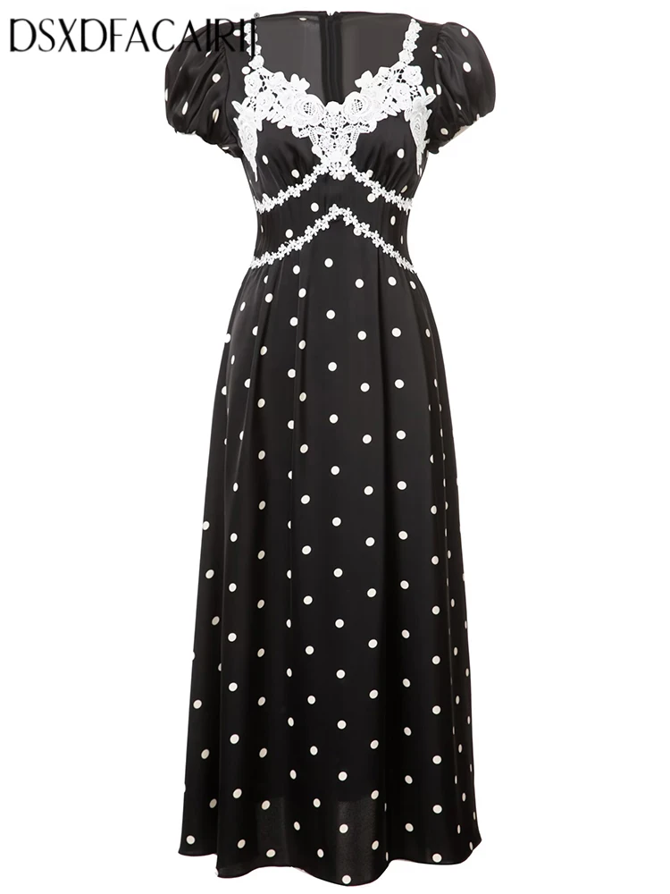 DSXDFACAIRIJ Vintage Women's Dress Water-Soluble Flowers V-Neck Short Sleeve Dot Print Summer Fashion Party Dress Female
DSXDFACAIRIJ Vintage Women's Dress Water-Soluble Flowers V-Neck Short Sleeve Dot Print Summer Fashion Party Dress Female