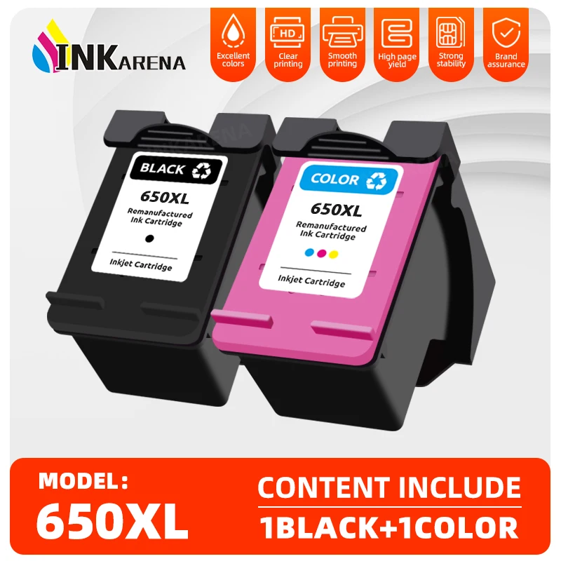 Inkarena 650XL Replacement For HP650 650 XL Ink Cartridge For HP Deskjet 2640 2645 2648 3540 3545 3546 3548 4510 4515 4516 4645
Inkarena 650XL Replacement For HP650 650 XL Ink Cartridge For HP Deskjet 2640 2645 2648 3540 3545 3546 3548 4510 4515 4516 4645