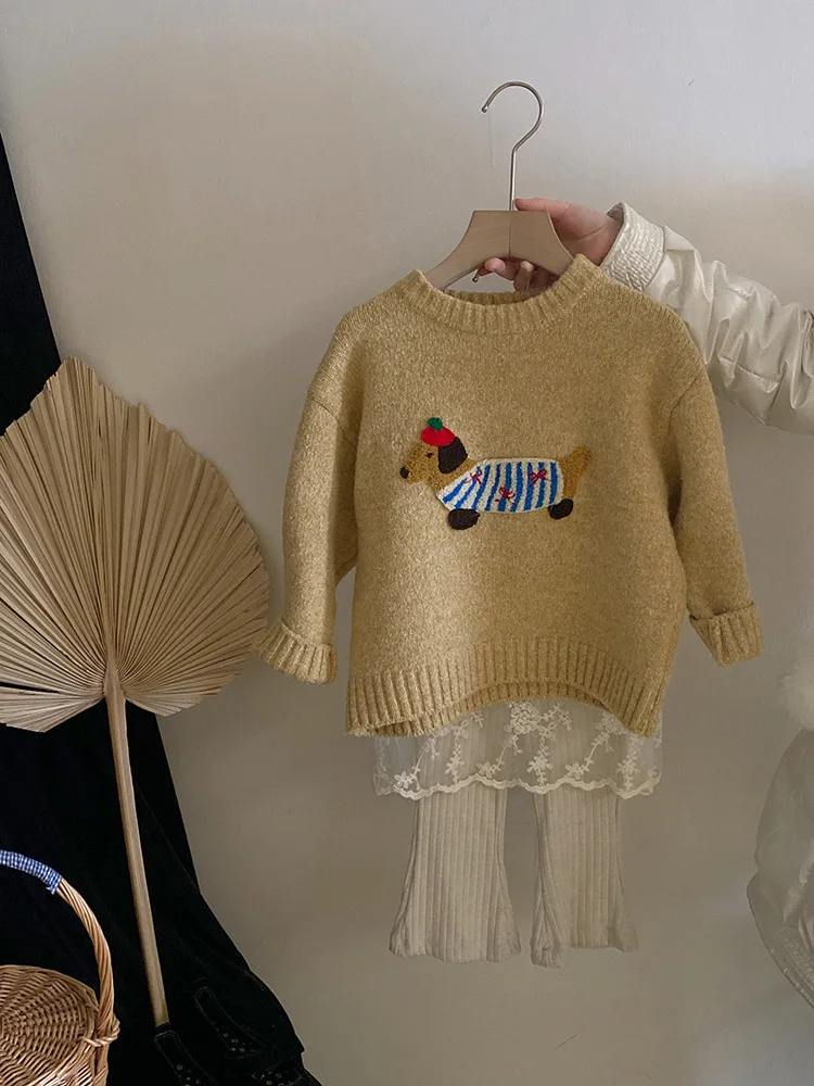 Girls' Cute Dachshund Knitted Sweater2025Spring New Lace Patchwork Skirt Pants Stylish Set Trendy
Girls' Cute Dachshund Knitted Sweater2025Spring New Lace Patchwork Skirt Pants Stylish Set Trendy