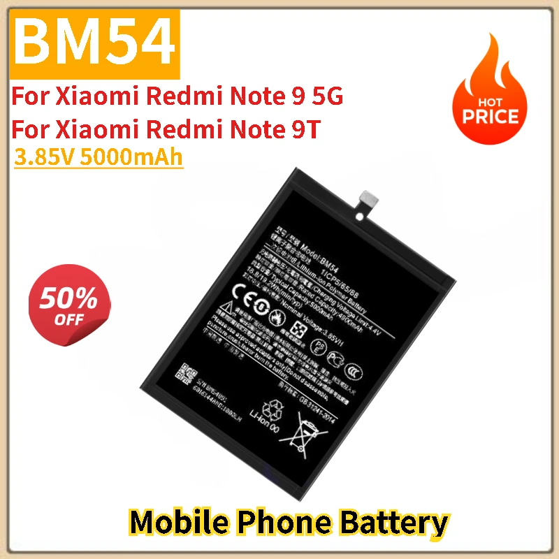 High Capacity Phone Battery BM54 3.85V 5000mAh For Xiaomi Redmi Note 9 5G Redmi Note 9T New High Quality Replacement Battery
High Capacity Phone Battery BM54 3.85V 5000mAh For Xiaomi Redmi Note 9 5G Redmi Note 9T New High Quality Replacement Battery