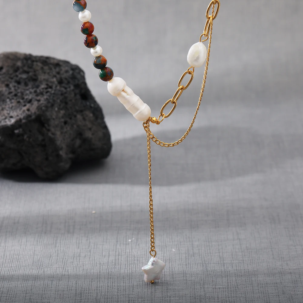 2022 Stainless Steel 18k Gold Colorfast Jewelry Irregular Freshwater Pearl Necklace Natural Stone Pendant Prom Party Gift
2022 Stainless Steel 18k Gold Colorfast Jewelry Irregular Freshwater Pearl Necklace Natural Stone Pendant Prom Party Gift
