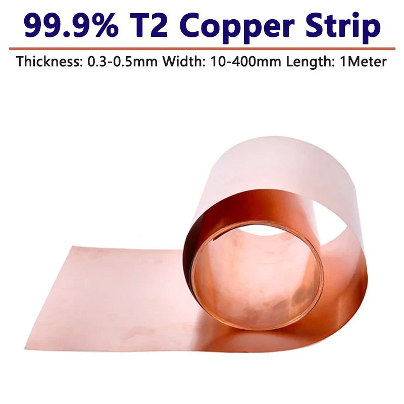 1Meter 99.9% T2 Pure Copper Strip Sheet Foil Thickness 0.3mm 0.4mm 0.5mm Width 10 15 17 20 25 30 40-400mm Copper Strap Welding
1Meter 99.9% T2 Pure Copper Strip Sheet Foil Thickness 0.3mm 0.4mm 0.5mm Width 10 15 17 20 25 30 40-400mm Copper Strap Welding