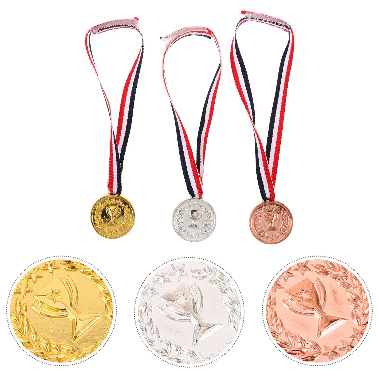 3Pcs 18 Inch Metal Medal Set Gold Silver Bronze Mini Neck Ribbon Sports Award Accessories for American Style School Play Party
3Pcs 18 Inch Metal Medal Set Gold Silver Bronze Mini Neck Ribbon Sports Award Accessories for American Style School Play Party