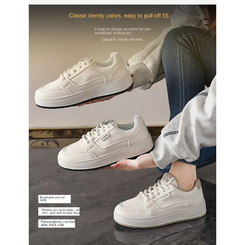 Women White Platform Casual Sneakers Breathable Lace-Up Board Shoes Versatile Korean Style Streetwear Trendy Student Footwear
Women White Platform Casual Sneakers Breathable Lace-Up Board Shoes Versatile Korean Style Streetwear Trendy Student Footwear
