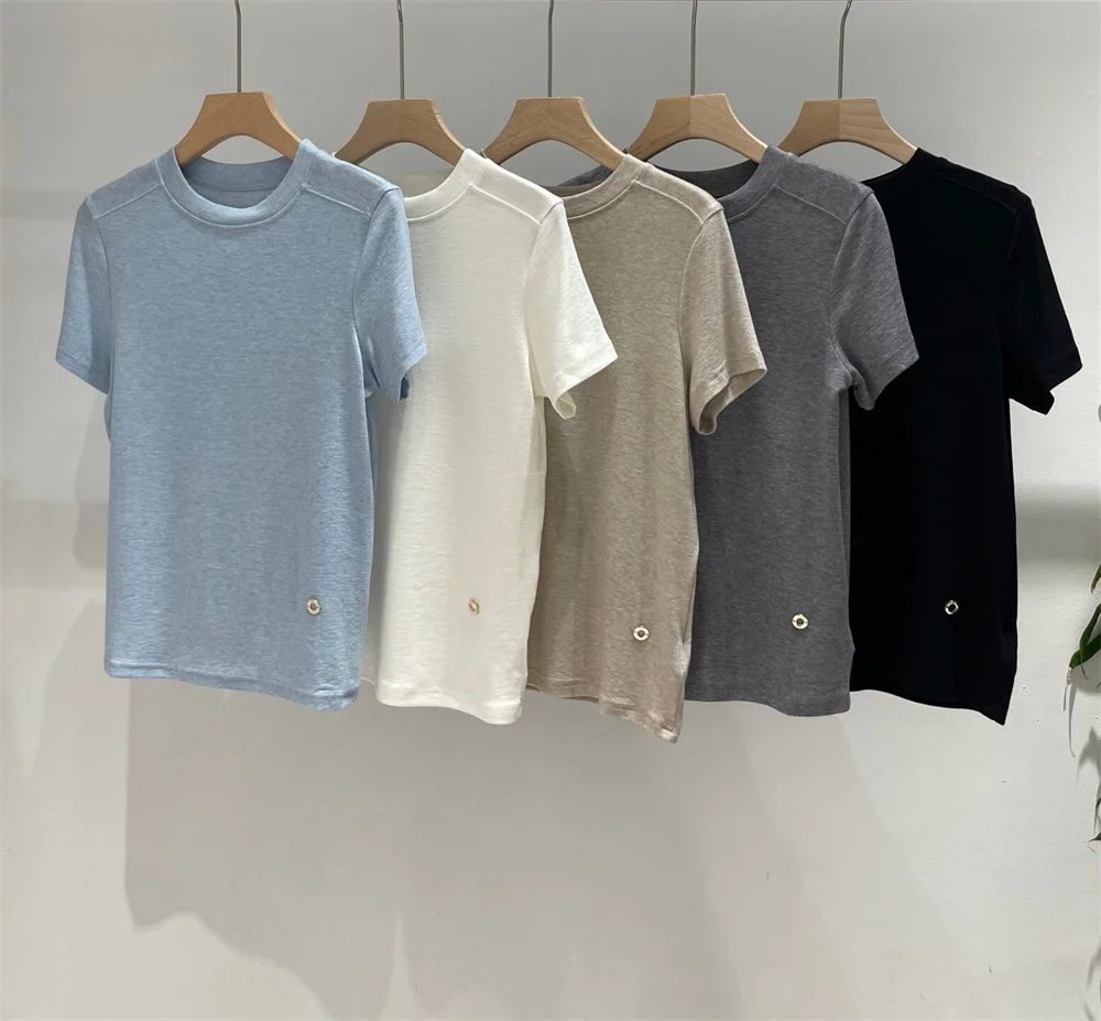 26 Summer New Women's Clothes Round Neck Short Sleeve Knit T-Shirt Slim Fit Casual Top
26 Summer New Women's Clothes Round Neck Short Sleeve Knit T-Shirt Slim Fit Casual Top