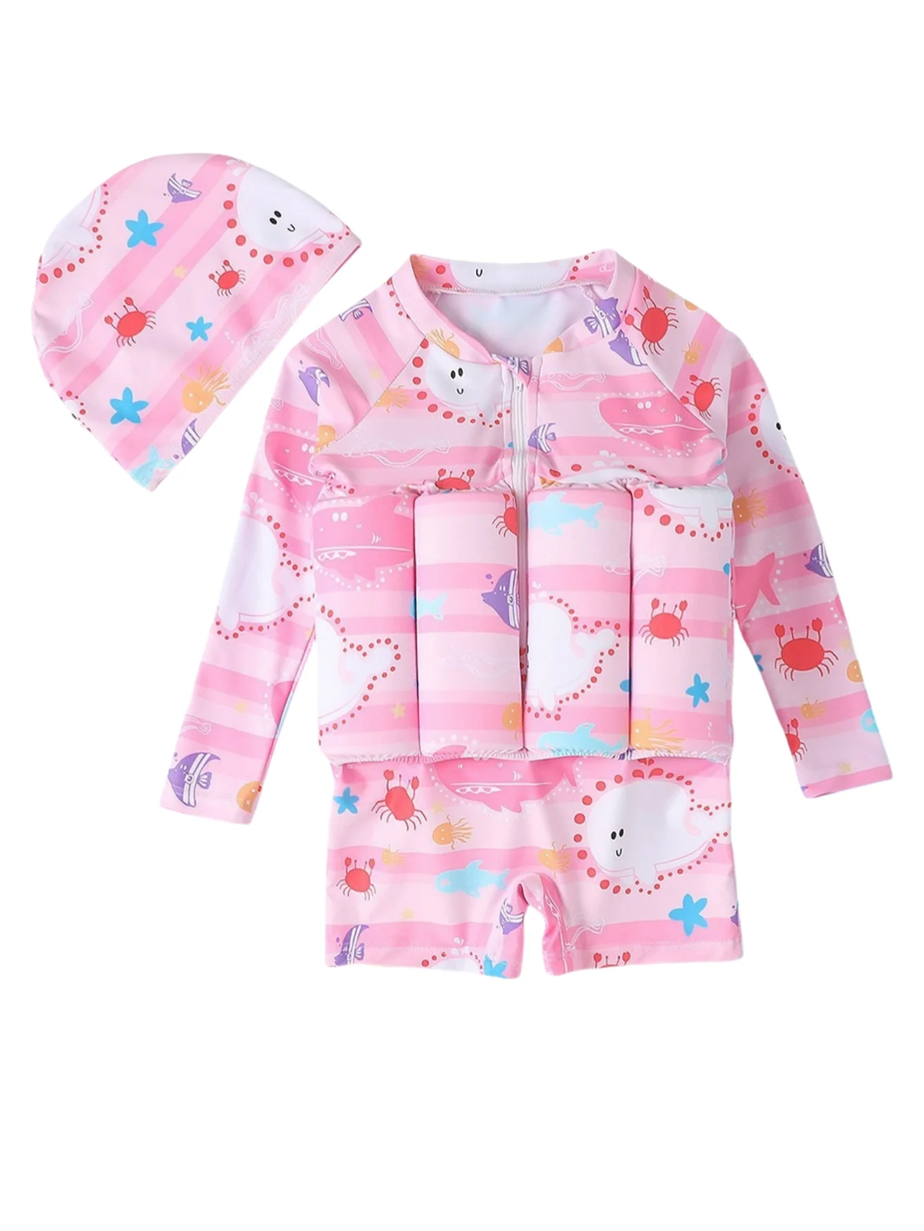 Kids Long Sleeve One Piece Swimwear with Zipper, Detachable Adjustable Buoyancy Swimsuit for Swimming Learning, Water Sports
Kids Long Sleeve One Piece Swimwear with Zipper, Detachable Adjustable Buoyancy Swimsuit for Swimming Learning, Water Sports