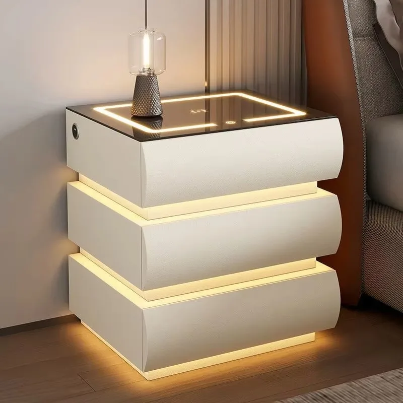 Hot Sale Modern Minimalist Solid Wood Nightstand with Ambient Light Wireless Charging Password Lock Bluetooth Speaker
Hot Sale Modern Minimalist Solid Wood Nightstand with Ambient Light Wireless Charging Password Lock Bluetooth Speaker