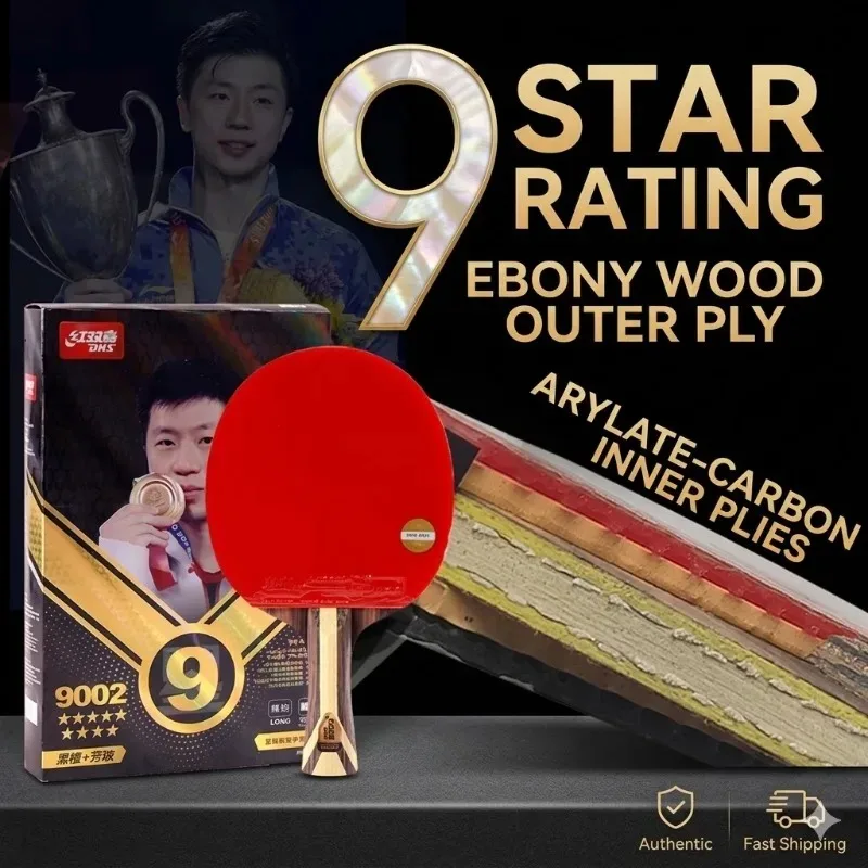 DHS H9002 Malong Professional Table Tennis Racket 9-Star 5-Ply Wood 2-ALC Offense Ping Pong Racket with Hurricane Sticky Rubber
DHS H9002 Malong Professional Table Tennis Racket 9-Star 5-Ply Wood 2-ALC Offense Ping Pong Racket with Hurricane Sticky Rubber