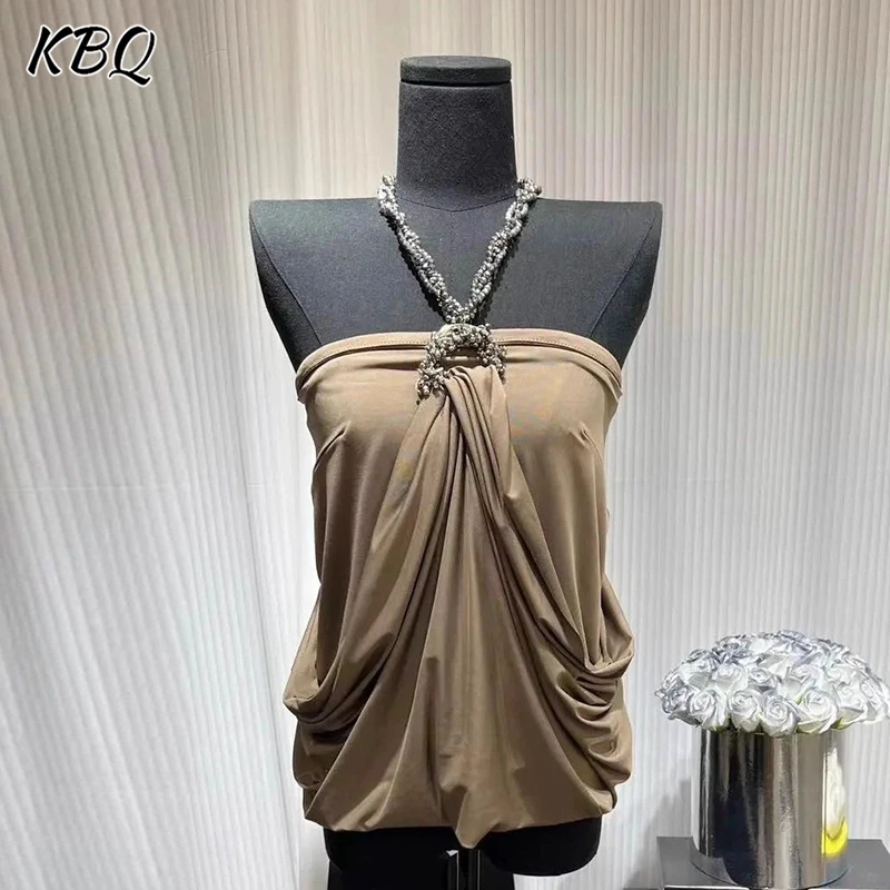 KBQ Solid Spliced Diamonds Loose Vest for Women Round Neck Sleeveless Spliced Folds Secy Chic Tanl Top Female Fashion Style New
KBQ Solid Spliced Diamonds Loose Vest for Women Round Neck Sleeveless Spliced Folds Secy Chic Tanl Top Female Fashion Style New