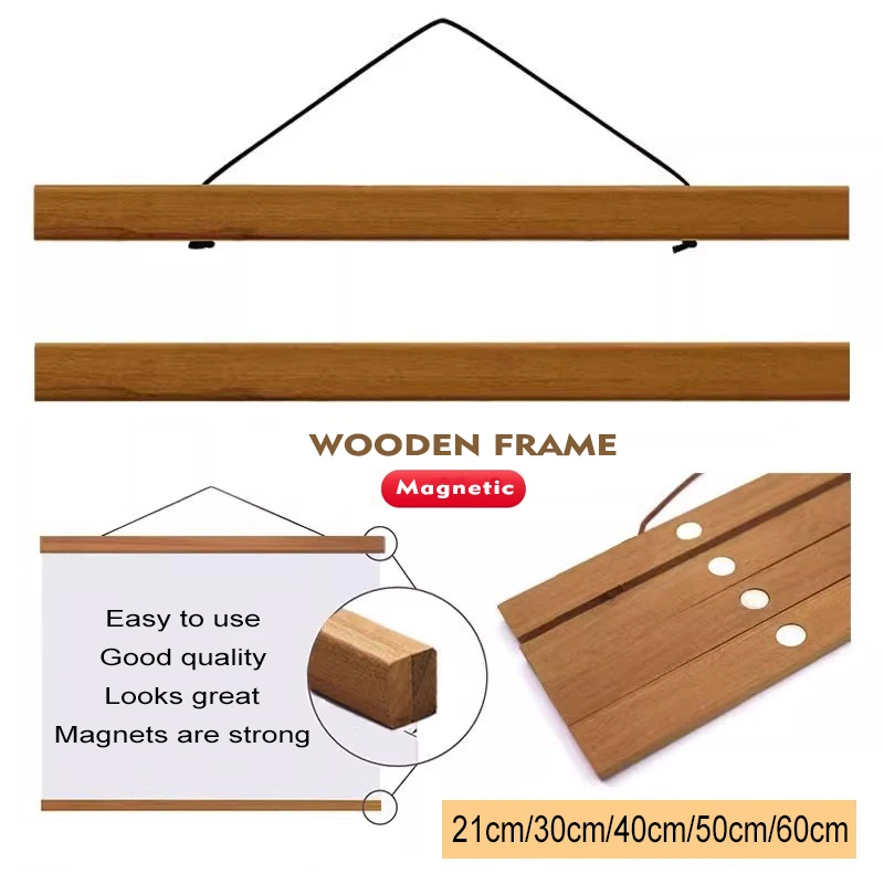 8 Sizes Magnetic Poster Frames Hanger, Wooden Hanging Frame Picture Painting Poster Holder Natural Teak Scroll Wall Art Decor
8 Sizes Magnetic Poster Frames Hanger, Wooden Hanging Frame Picture Painting Poster Holder Natural Teak Scroll Wall Art Decor