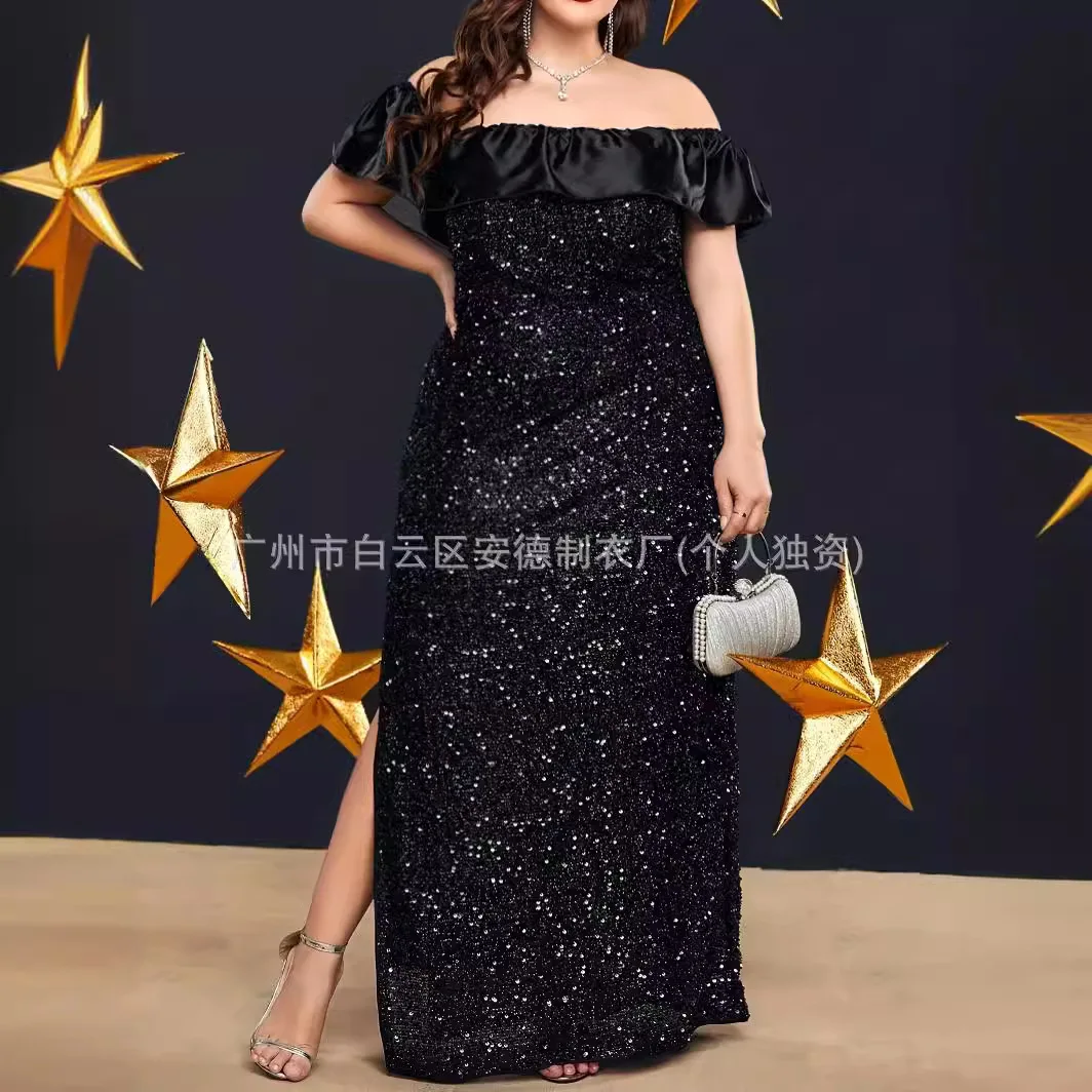 Large Size Dress, Women's One Shoulder Sequin Slit Wedding Evening Dress, New Bridesmaid Dress Party Summer Elegantes Casual Y2k
Large Size Dress, Women's One Shoulder Sequin Slit Wedding Evening Dress, New Bridesmaid Dress Party Summer Elegantes Casual Y2k