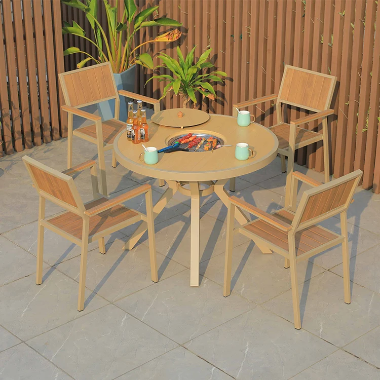Modern Balcony Aluminum Garden Round Table Set Outdoor Fire Pit Korean Barbecue Grill Dining Set For Hotel & Park Use
Modern Balcony Aluminum Garden Round Table Set Outdoor Fire Pit Korean Barbecue Grill Dining Set For Hotel & Park Use