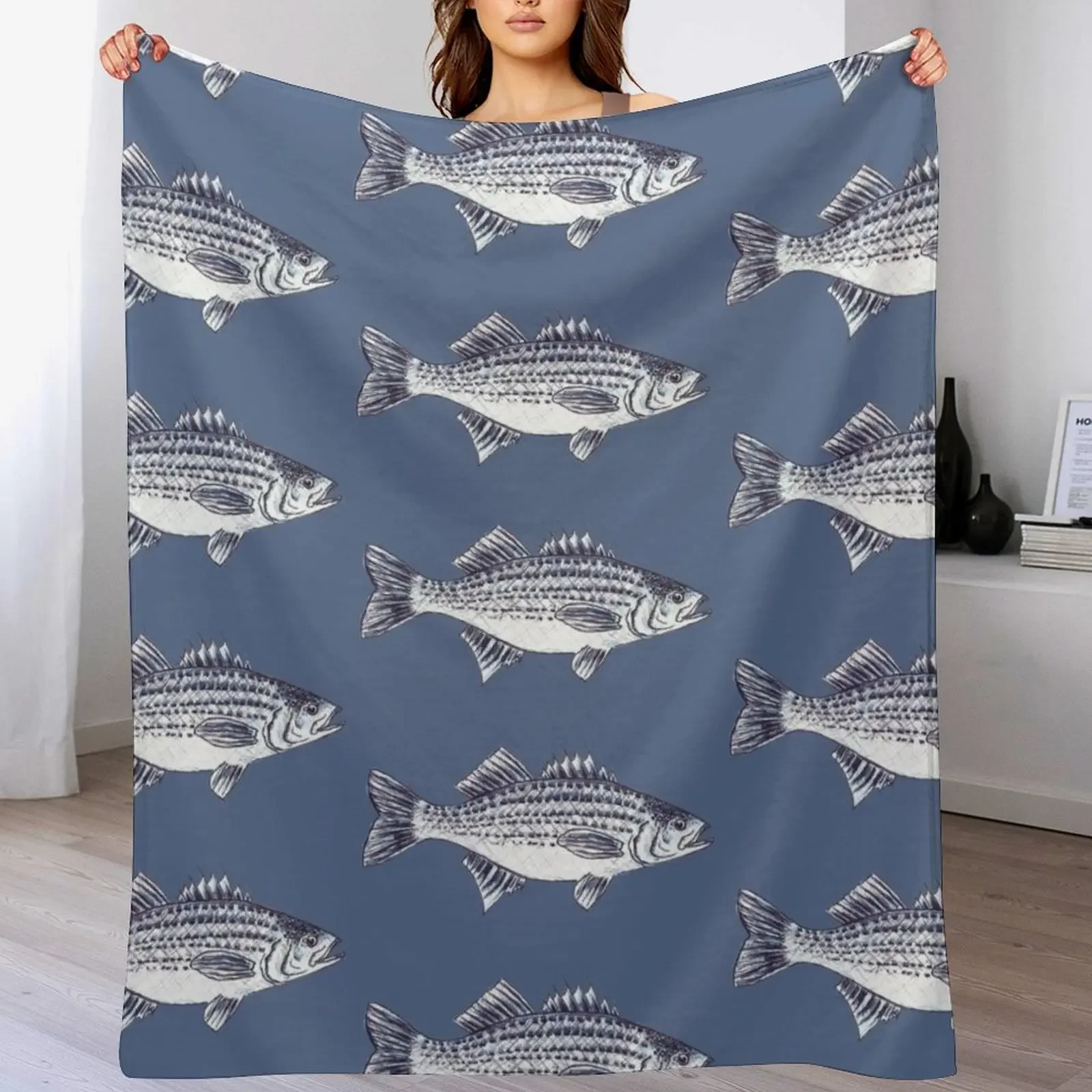 Striped Bass Fish Walter in Slate Blue Throw Blanket For Sofa Thin Soft Plaid warm winter cosplay anime Blankets 
Striped Bass Fish Walter in Slate Blue Throw Blanket For Sofa Thin Soft Plaid warm winter cosplay anime Blankets