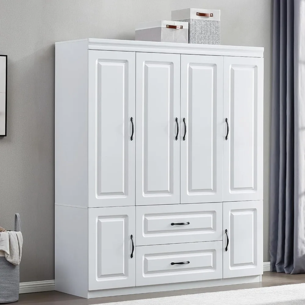 Wardrobe Closet, Bedroom Armoires Cabinet Wooden with Hanging Rod Inside Cabinet and Drawers
Wardrobe Closet, Bedroom Armoires Cabinet Wooden with Hanging Rod Inside Cabinet and Drawers