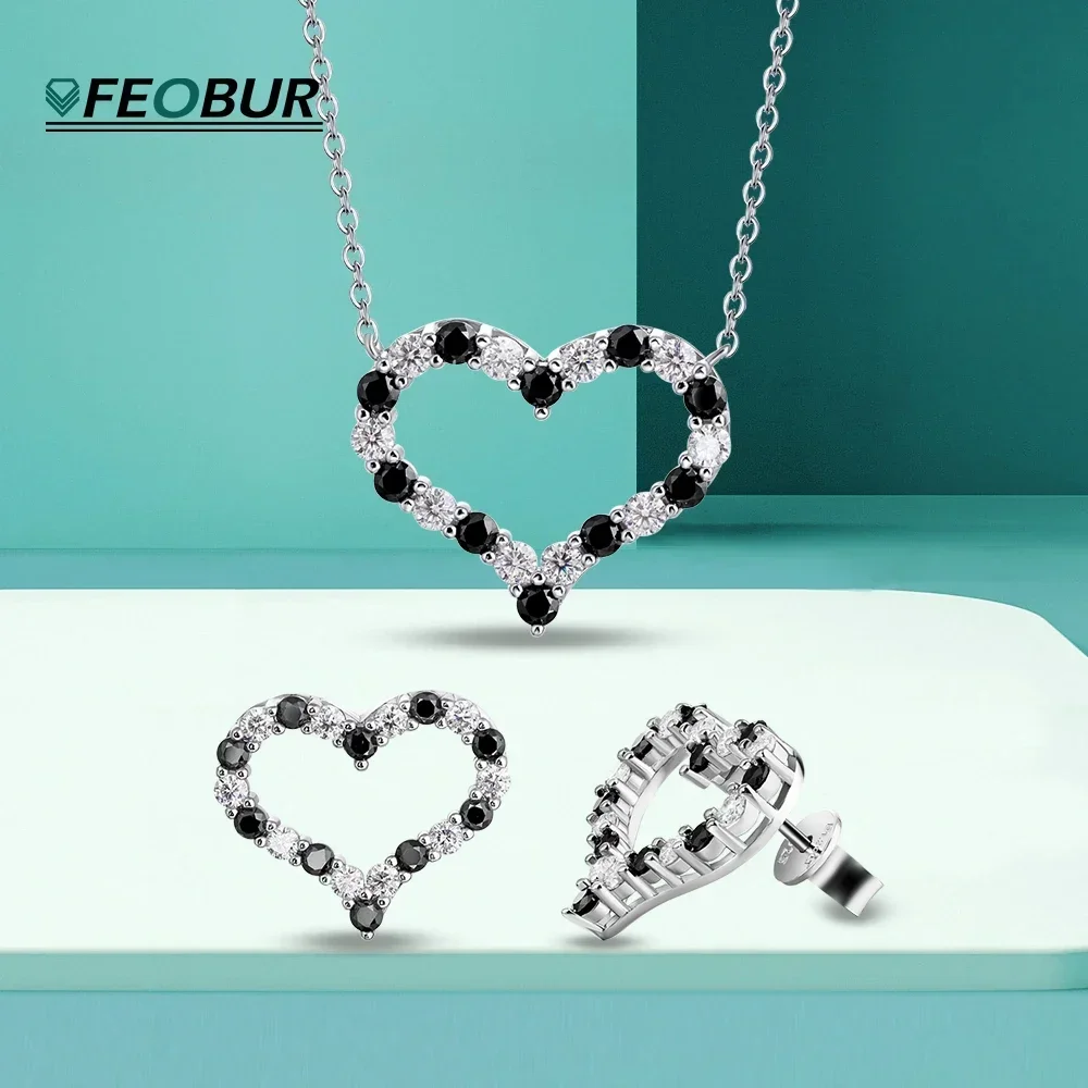 FEOBUR 2ct Black White Moissanite Necklace Heart Pendant for Women 925 Sterling Silver Stud Earring Jewelry Girls Birthday Gift
FEOBUR 2ct Black White Moissanite Necklace Heart Pendant for Women 925 Sterling Silver Stud Earring Jewelry Girls Birthday Gift