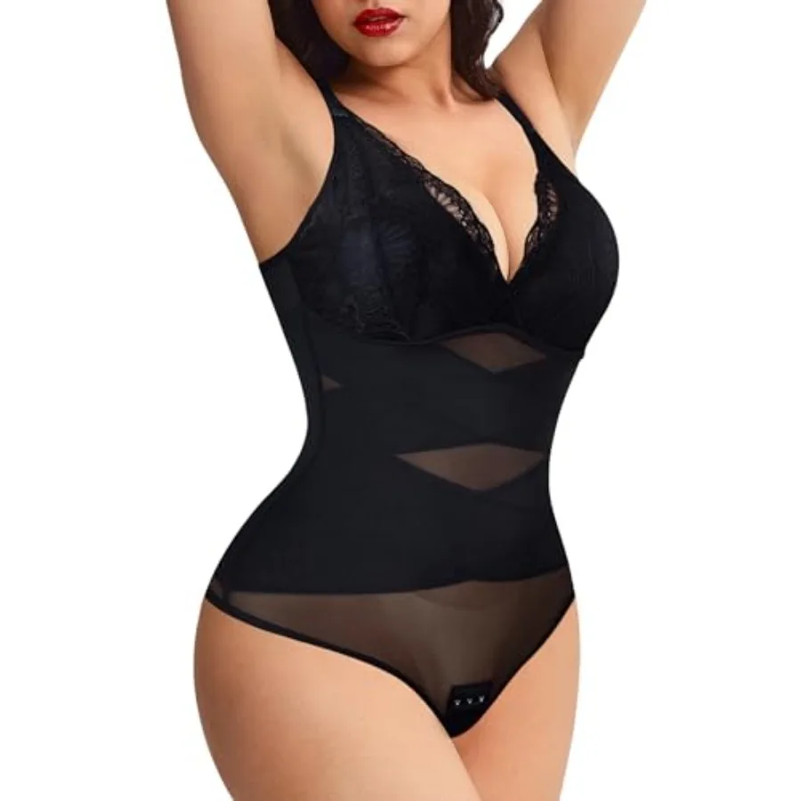 REYEOGO Thong Shapewear Black Bodysuit Women Lace Bodysuit Body Suit Faja Body Shaper Full Tummy Control Shape Wear
REYEOGO Thong Shapewear Black Bodysuit Women Lace Bodysuit Body Suit Faja Body Shaper Full Tummy Control Shape Wear