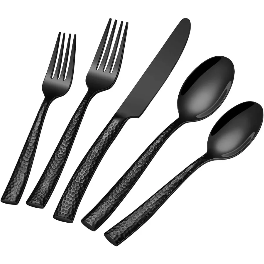 Black Hammered Silverware Set40Piece Stainless Steel Heavy Duty Flatware Set for 8 FoodGrade Tableware Cutlery Set Mirror Utens
Black Hammered Silverware Set40Piece Stainless Steel Heavy Duty Flatware Set for 8 FoodGrade Tableware Cutlery Set Mirror Utens