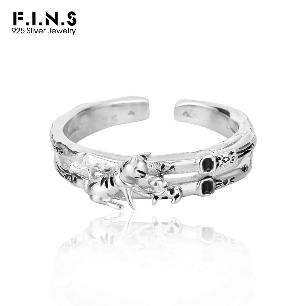 F.I.N.S Original Designer S925 Sterling Silver Big Cat Small Dog Open Ring Women Vintage Double-Layer Index Finger Fine Jewelry
F.I.N.S Original Designer S925 Sterling Silver Big Cat Small Dog Open Ring Women Vintage Double-Layer Index Finger Fine Jewelry