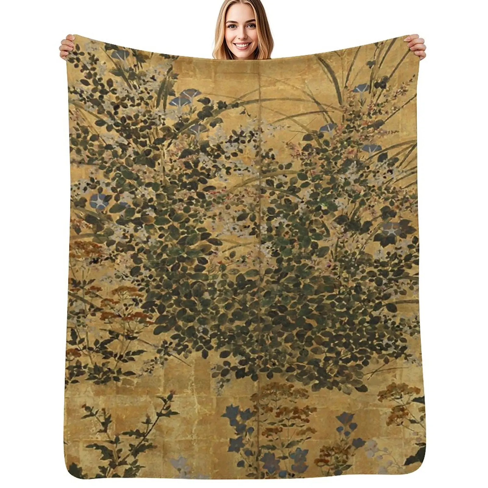 Vintage Japanese Floral Gold Leaf Screen With Morning Glory Throw Blanket Soft Breathable Blanket for Night Sleeping
Vintage Japanese Floral Gold Leaf Screen With Morning Glory Throw Blanket Soft Breathable Blanket for Night Sleeping