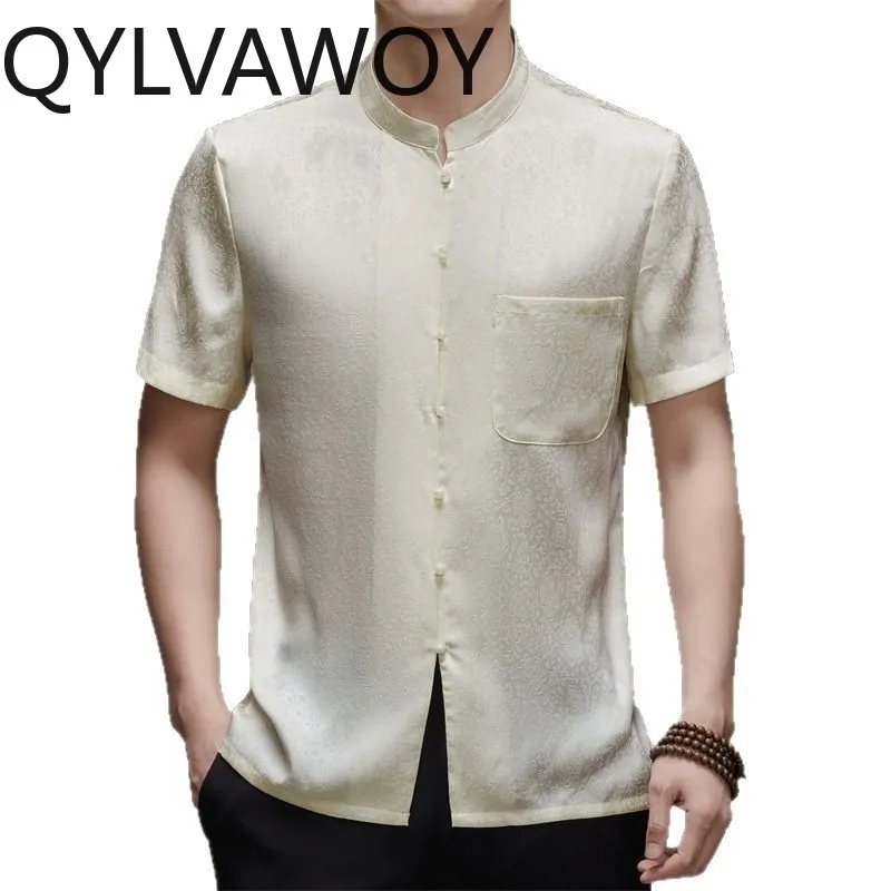 QYLVAWOY Mulberry Silk Shirts for Man Summer Tops High Quality Short Sleeve Shirts Stand Collar Chinese Menswear Clothing Casual
QYLVAWOY Mulberry Silk Shirts for Man Summer Tops High Quality Short Sleeve Shirts Stand Collar Chinese Menswear Clothing Casual