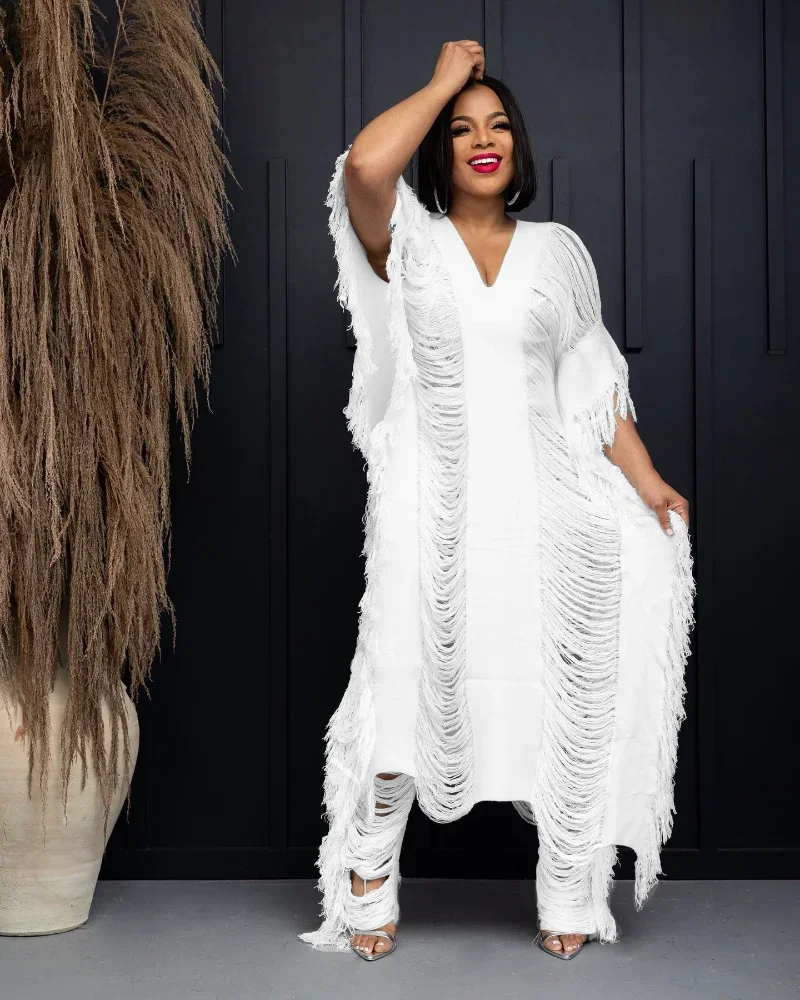KEXU Hollow Out Knit Ribbed Tassel Side Women's Set V-neck Maxi Dress and Pants 2024 Summer Two 2 Piece Set Outfits Tracksuit
KEXU Hollow Out Knit Ribbed Tassel Side Women's Set V-neck Maxi Dress and Pants 2024 Summer Two 2 Piece Set Outfits Tracksuit