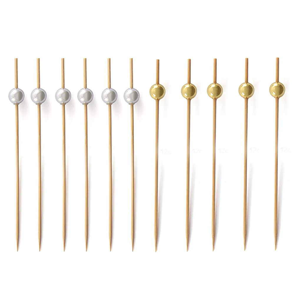 100 pcs Bamboo Cocktail Picks Golden Bead Skewers for Bar KTV Home Clubs Fruit Toothpicks Garnish Sticks Party Supplies
100 pcs Bamboo Cocktail Picks Golden Bead Skewers for Bar KTV Home Clubs Fruit Toothpicks Garnish Sticks Party Supplies