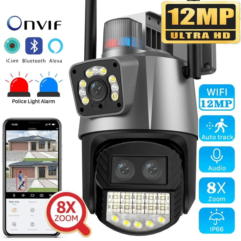 12MP WiFi PTZ Camera Outdoor Wireless Dual Lens 8X Digital Zoom IP Cameras AI Human Detect Auto Tracking Surveillance Cam ICsee
12MP WiFi PTZ Camera Outdoor Wireless Dual Lens 8X Digital Zoom IP Cameras AI Human Detect Auto Tracking Surveillance Cam ICsee