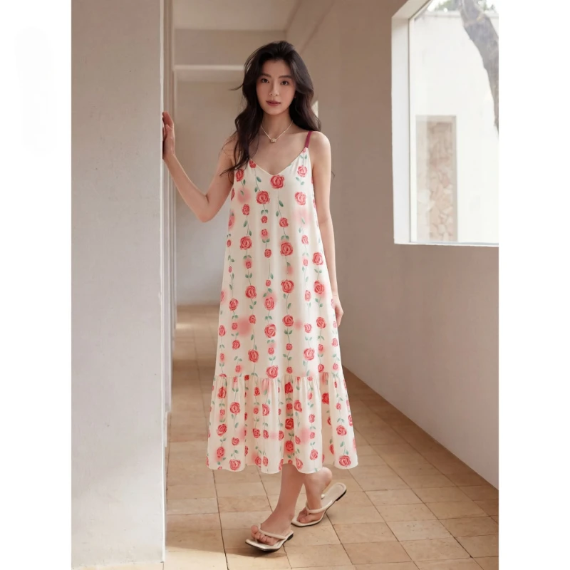 2026 Summer New Fashion Korean Sexy Spicy Girl Style Sleep Skirt with Chest Cushion Cotton V-neck Printed Strap Dress for Women
2026 Summer New Fashion Korean Sexy Spicy Girl Style Sleep Skirt with Chest Cushion Cotton V-neck Printed Strap Dress for Women