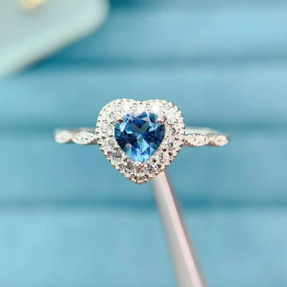 Natural Topaz Ring with Certificate 925 Sterling Silver Heart Shape London Blue Topaz Jewelry Gift for Women
Natural Topaz Ring with Certificate 925 Sterling Silver Heart Shape London Blue Topaz Jewelry Gift for Women