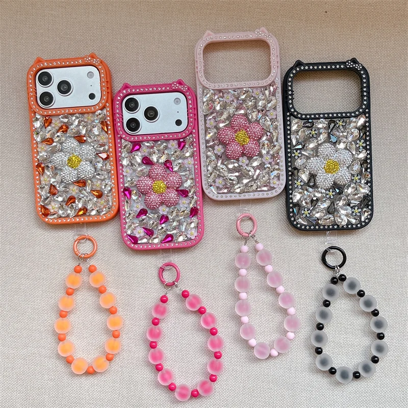 Luxury Rhinestone Flower Cat Ear Phone Case iPhone 17 16 15 Pro Max Beaded Chain Shockproof Slim Women Fashion Protective Cover
Luxury Rhinestone Flower Cat Ear Phone Case iPhone 17 16 15 Pro Max Beaded Chain Shockproof Slim Women Fashion Protective Cover