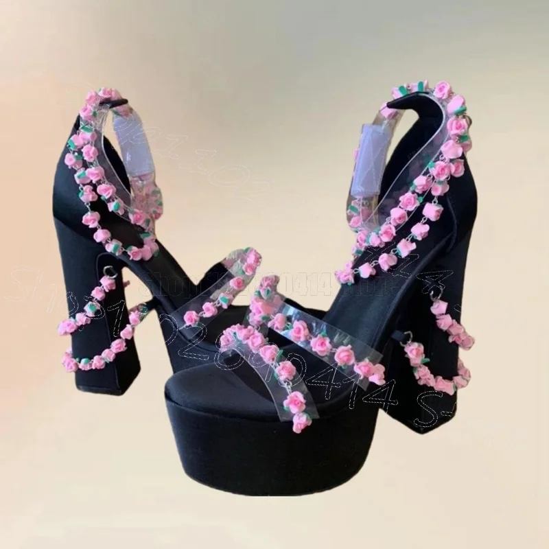 Pink Appliques Chain Blue Silk Platform Sandals Buckle Strap Women Shoes Chunky High Heels Open Toe New 2026 Zapatos Para Mujere
Pink Appliques Chain Blue Silk Platform Sandals Buckle Strap Women Shoes Chunky High Heels Open Toe New 2026 Zapatos Para Mujere