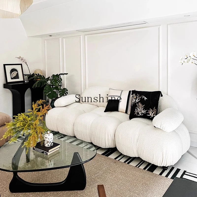 Vanilla fabric sofa double Nordic modern simple living room creative art style type
Vanilla fabric sofa double Nordic modern simple living room creative art style type