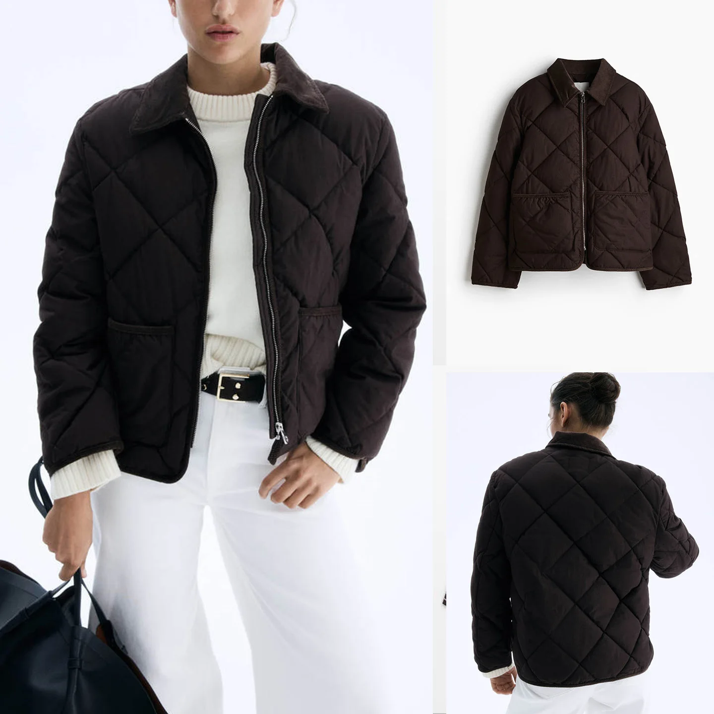 Свободный крой Long Sve irt Jaet, женская корейская осенняя новая стеганая верхняя одежда с ромбовидным узором 
Свободный крой Long Sve irt Jaet, женская корейская осенняя новая стеганая верхняя одежда с ромбовидным узором