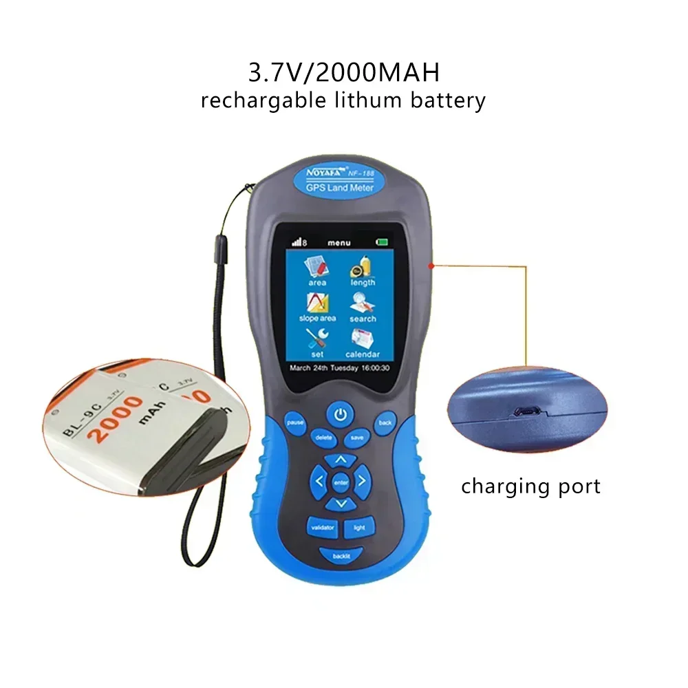GPS Land area meter measure device with USB Navigation Track Calculation Meter For Farm Land Mapping Network tool Noyafa NF-188
GPS Land area meter measure device with USB Navigation Track Calculation Meter For Farm Land Mapping Network tool Noyafa NF-188