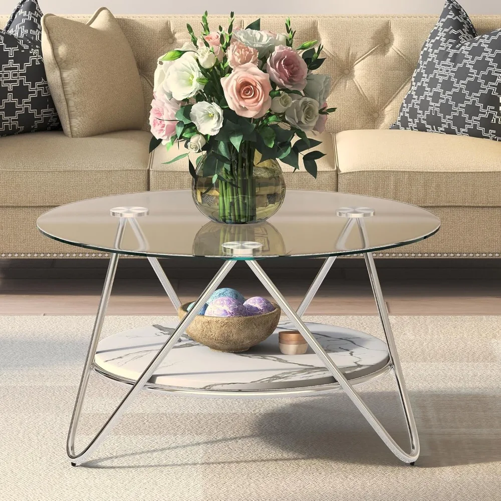 Round Coffee Table with Storage, 2-Tier Glass Coffee Table for Living Room, Modern Living Table with Tempered Glass & Metal
Round Coffee Table with Storage, 2-Tier Glass Coffee Table for Living Room, Modern Living Table with Tempered Glass & Metal