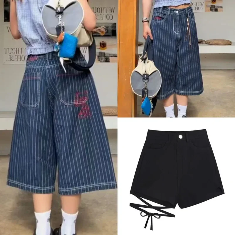 Denim Embroidery Pants Plus America VerticalCapri Pants Women Street Fashion Straight Loose Slim 7 Long Wide Leg Mid Pants New
Denim Embroidery Pants Plus America VerticalCapri Pants Women Street Fashion Straight Loose Slim 7 Long Wide Leg Mid Pants New